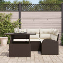 Havesofa Sæt med pude med opbevaring 5 pcs Brun Poly rattan