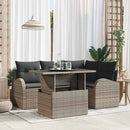 Havesofa Sæt med pude med opbevaring 5 pcs Grå Poly rattan