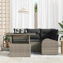 Havesofa Sæt med pude med opbevaring 5 pcs Grå Poly rattan