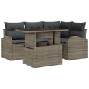 Havesofa Sæt med pude med opbevaring 5 pcs Grå Poly rattan