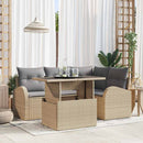 Havesofa Sæt 5 stk. 4-Antal sæder Beige Poly rattan