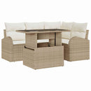 Havesofa Sæt med pude med opbevaring 5 pcs Beige Poly rattan