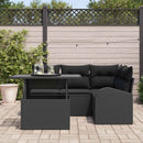 Havesofa Sæt med pude med opbevaring 5 pcs Sort Poly rattan