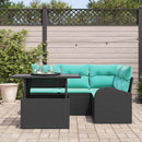 Havesofa Sæt med pude med opbevaring 5 pcs Sort Poly rattan