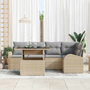 Havesofa Sæt med pude med opbevaring 6 pcs Beige Poly rattan