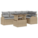 Havesofa Sæt med pude med opbevaring 6 pcs Beige Poly rattan