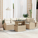 Havesofa Sæt med pude med opbevaring 6 pcs Beige Poly rattan
