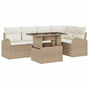 Havesofa Sæt med pude med opbevaring 6 pcs Beige Poly rattan