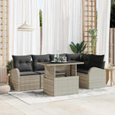 Havesofa Sæt med pude med opbevaring 6 pcs Lysegrå Poly rattan