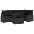 Havesofa Sæt med pude med opbevaring 6 pcs Sort Poly rattan