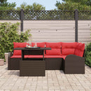 Havesofa Sæt med pude med opbevaring 6 pcs Brun Poly rattan