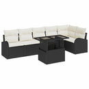 Havesofa Sæt med pude med opbevaring 7 pcs Sort Poly rattan