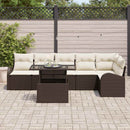 Havesofa Sæt med pude med opbevaring 7 pcs Brun Poly rattan