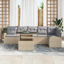 Havesofa Sæt med pude med opbevaring 7 pcs Beige Poly rattan