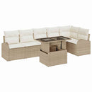 Havesofa Sæt med pude med opbevaring 7 pcs Beige Poly rattan