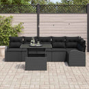 Havesofa Sæt med pude med opbevaring 7 pcs Sort Poly rattan