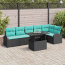 Havesofa Sæt med pude med opbevaring 7 pcs Sort Poly rattan