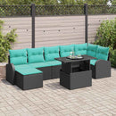Havesofa Sæt med pude med opbevaring 8 pcs Sort Poly rattan
