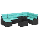 Havesofa Sæt med opbevaring 9 pcs Sort Poly rattan