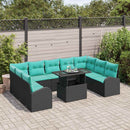 Havesofa Sæt med opbevaring 10 pcs Sort Poly rattan