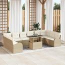 Havesofa Sæt 11 stk. Beige Poly rattan