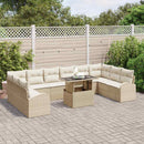 Havesofa Sæt 11 stk. Beige Poly rattan