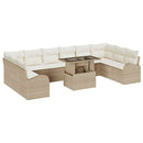 Havesofa Sæt 11 stk. Beige Poly rattan
