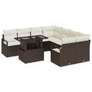 Havesofa Sæt 9 stk. Brun Poly rattan