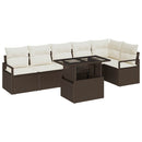 Havesofa Sæt 7 stk. Brun Poly rattan