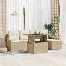 Havesofa Sæt med pude 6 pcs Beige og creme polyrattan