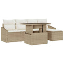 Havesofa Sæt med pude 6 pcs Beige og creme polyrattan