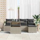 Havesofa Sæt med pude 6 pcs Lysegrå og mørkegrå polyrattan