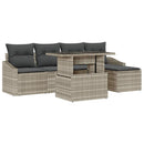 Havesofa Sæt med pude 6 pcs Lysegrå og mørkegrå polyrattan