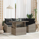 Havesofa Sæt med pude 5 pcs Grå polyrattan & Pulverlakeret stål