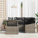 Havesofa Sæt med pude 5 pcs Grå polyrattan & Pulverlakeret stål