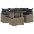 Havesofa Sæt med pude 5 pcs Grå polyrattan & Pulverlakeret stål