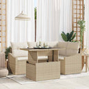Havesofa Sæt med pude med opbevaring 5 pcs Beige og creme