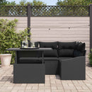 Havesofa Sæt 5 pcs Sort polyrattan & Pulverlakeret stål