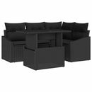 Havesofa Sæt 5 pcs Sort polyrattan & Pulverlakeret stål