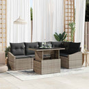 Havesofa Sæt med pude 6 pcs Grå polyrattan & Pulverlakeret stål