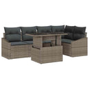 Havesofa Sæt med pude 6 pcs Grå polyrattan & Pulverlakeret stål