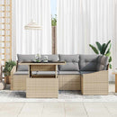 Havesofa Sæt med pude med opbevaring 6 pcs Beige og lys grå
