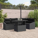 Havesofa Sæt 6 pcs Sort polyrattan & Pulverlakeret stål