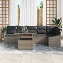 Havesofa Sæt med pude 7 pcs Grå polyrattan & Pulverlakeret stål