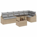 Havesofa Sæt med pude med opbevaring 7 pcs Beige og lys grå