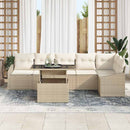 Havesofa Sæt med pude med opbevaring 7 pcs Beige og creme