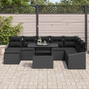 Havesofa Sæt 9 pcs Sort Poly Rattan og pulverlakeret stål