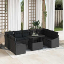 Havesofa Sæt 10 pcs Sort polyrattan & Pulverlakeret stål