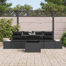 Havesofa Sæt 5 pcs Sort polyrattan & Pulverlakeret stål