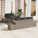 Havesofa Sæt med pude 6 pcs Grå polyrattan & Pulverlakeret stål